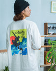 サーフレトログラフィック長袖Tシャツ - WHT