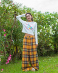ラメプリントフライスミニ長袖Tシャツ - WHT