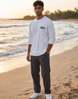 オーバルパームツリー長袖Tシャツ - WHT