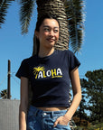 パームアロハプリントTシャツ - NVY