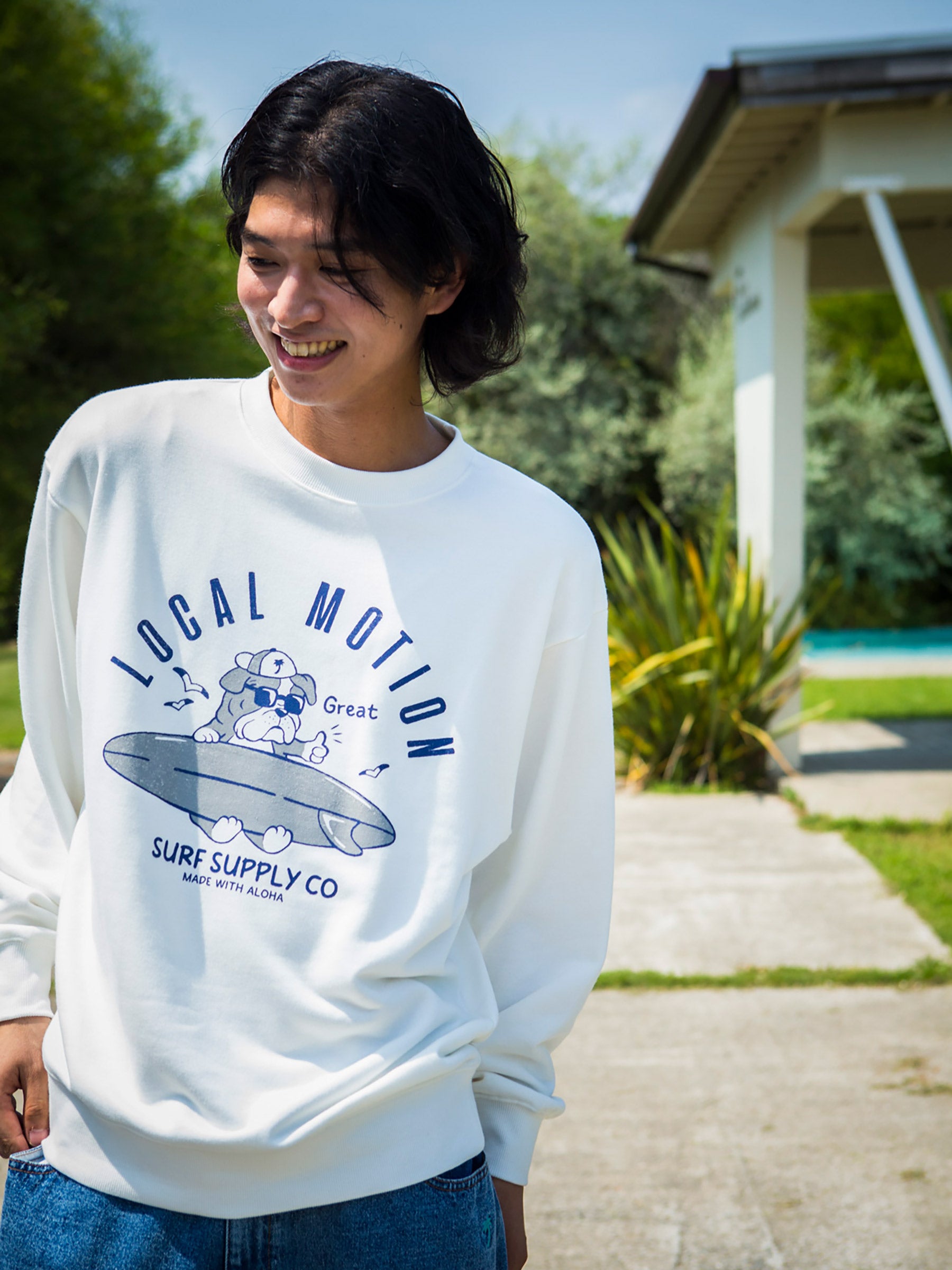 BFセット割対象】サーフドッグアーチプリント スウェット – ローカル