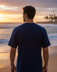 アロハデニム貼り付けTシャツ - NVY