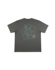 ハイビスカス刺繍スラブTシャツ - GRY
