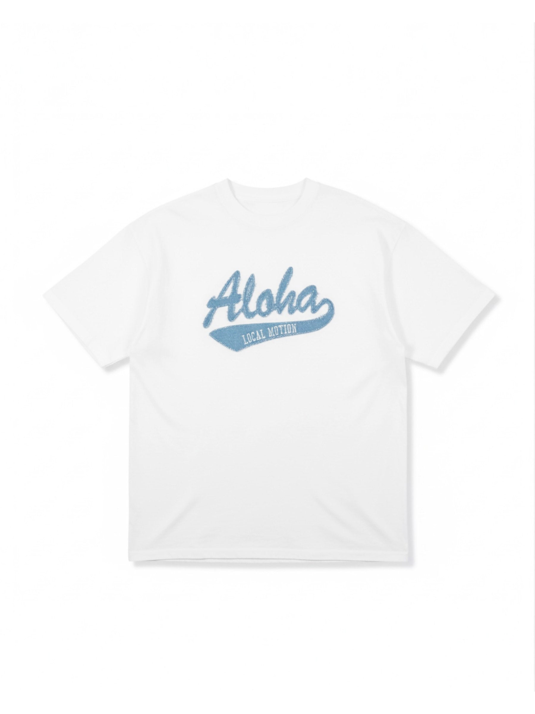 髙松アロハ ALOHA 刺繍Tシャツ ホワイト Mサイズ アロハデニム貼り付けTシャツ - WHT – ローカルモーション公式