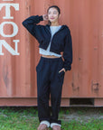 ステッチワイドロングパンツ - BLK