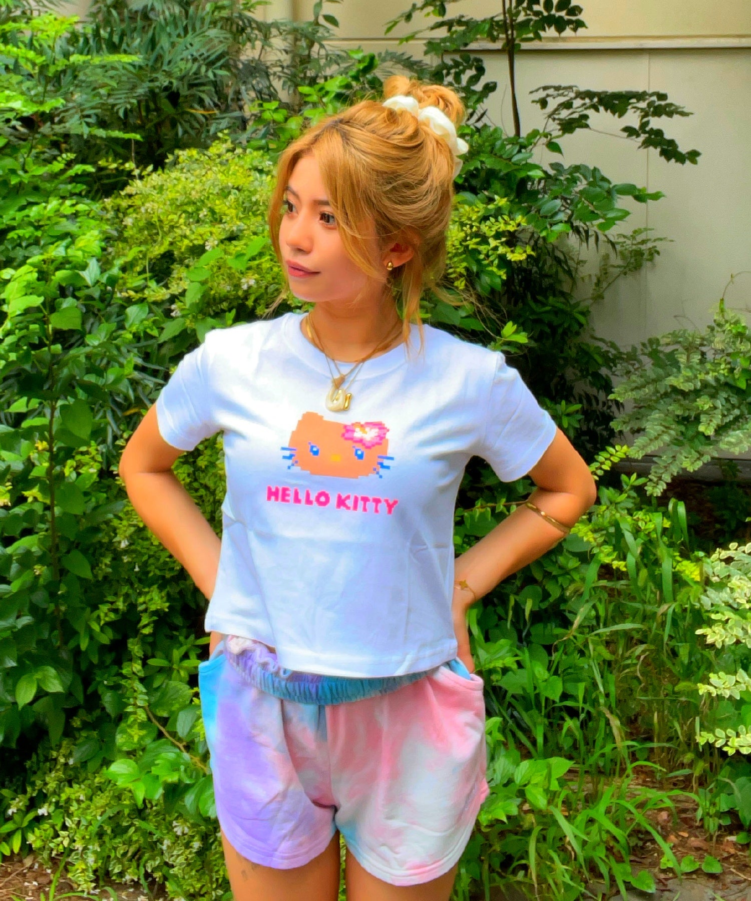 KITTY クロップドTシャツ 日焼けドット-フェイス - WH – ローカル
