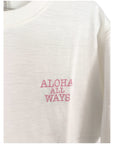 ハイビスカス刺繍スラブTシャツ - WHT