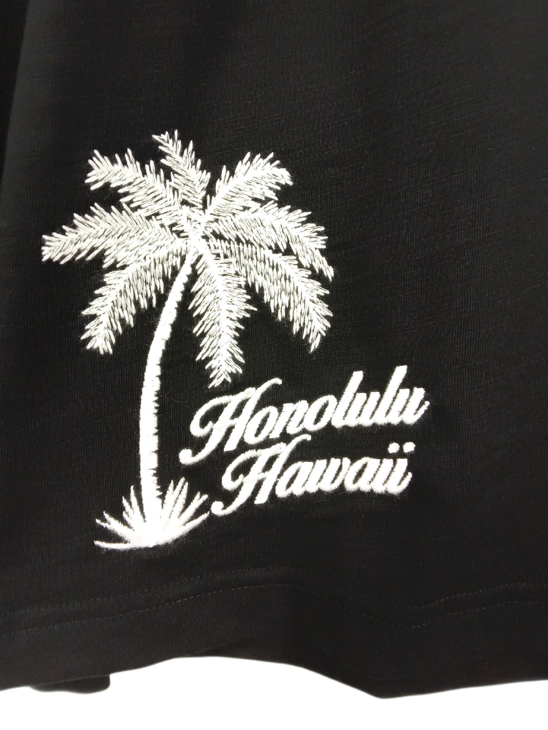 スラブ刺繍ロングTシャツ - BLK