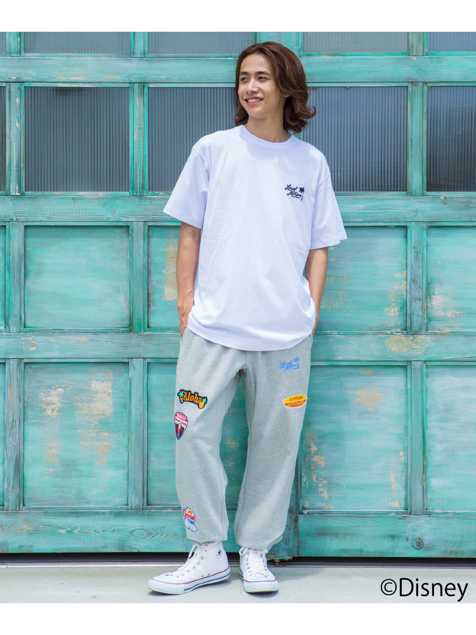 スティッチサガラ刺繍Tシャツ - WHT