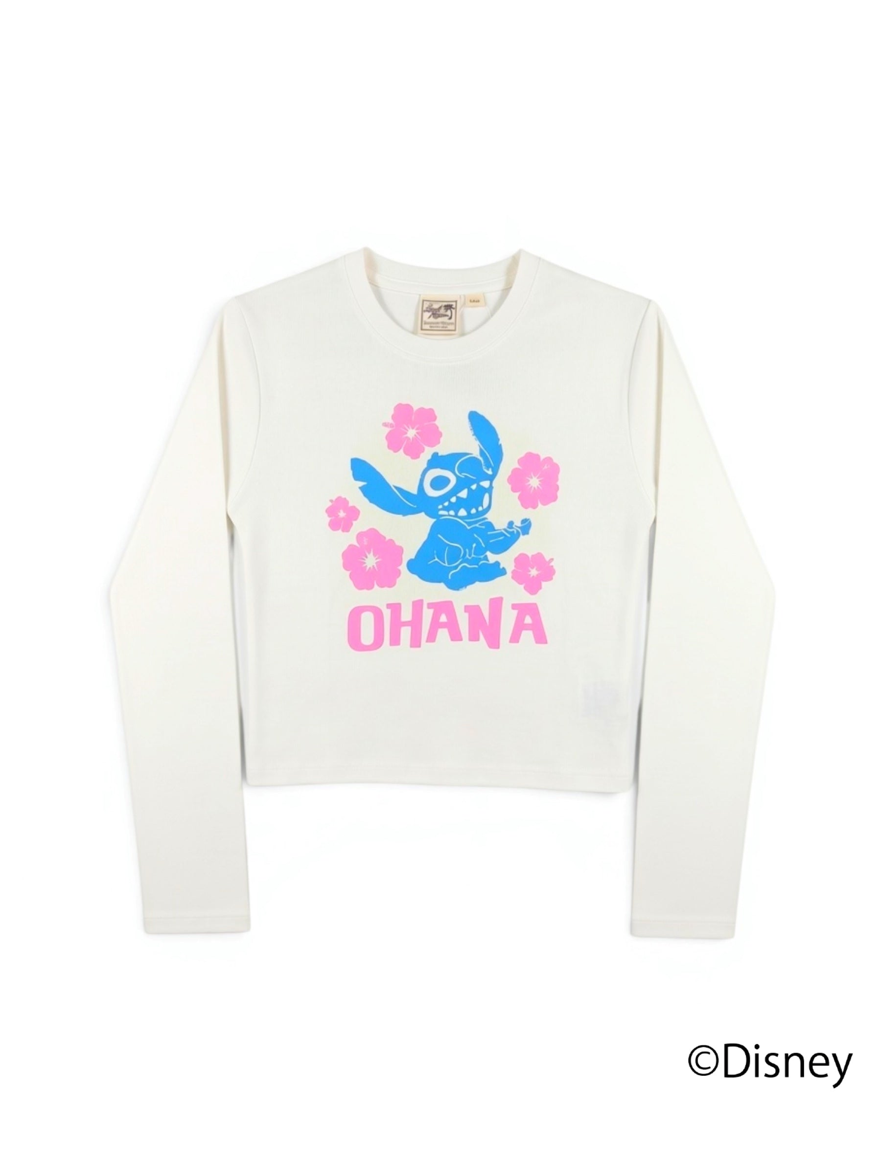 スティッチハイビスカスミニ長袖Tシャツ - WHT