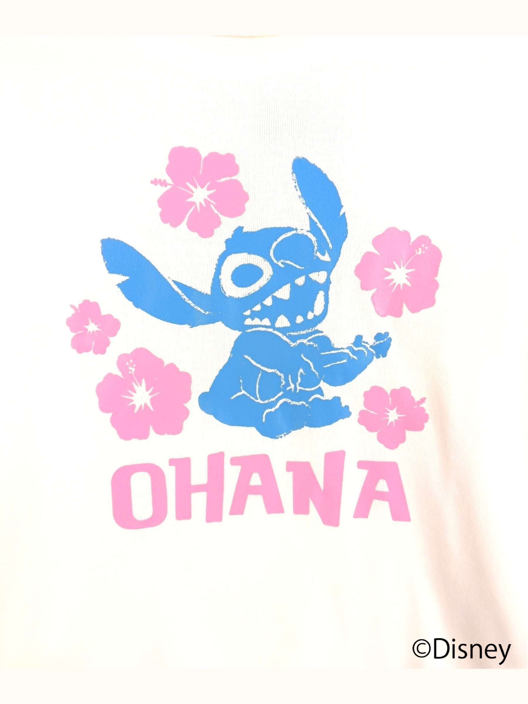 スティッチハイビスカスミニ長袖Tシャツ - WHT