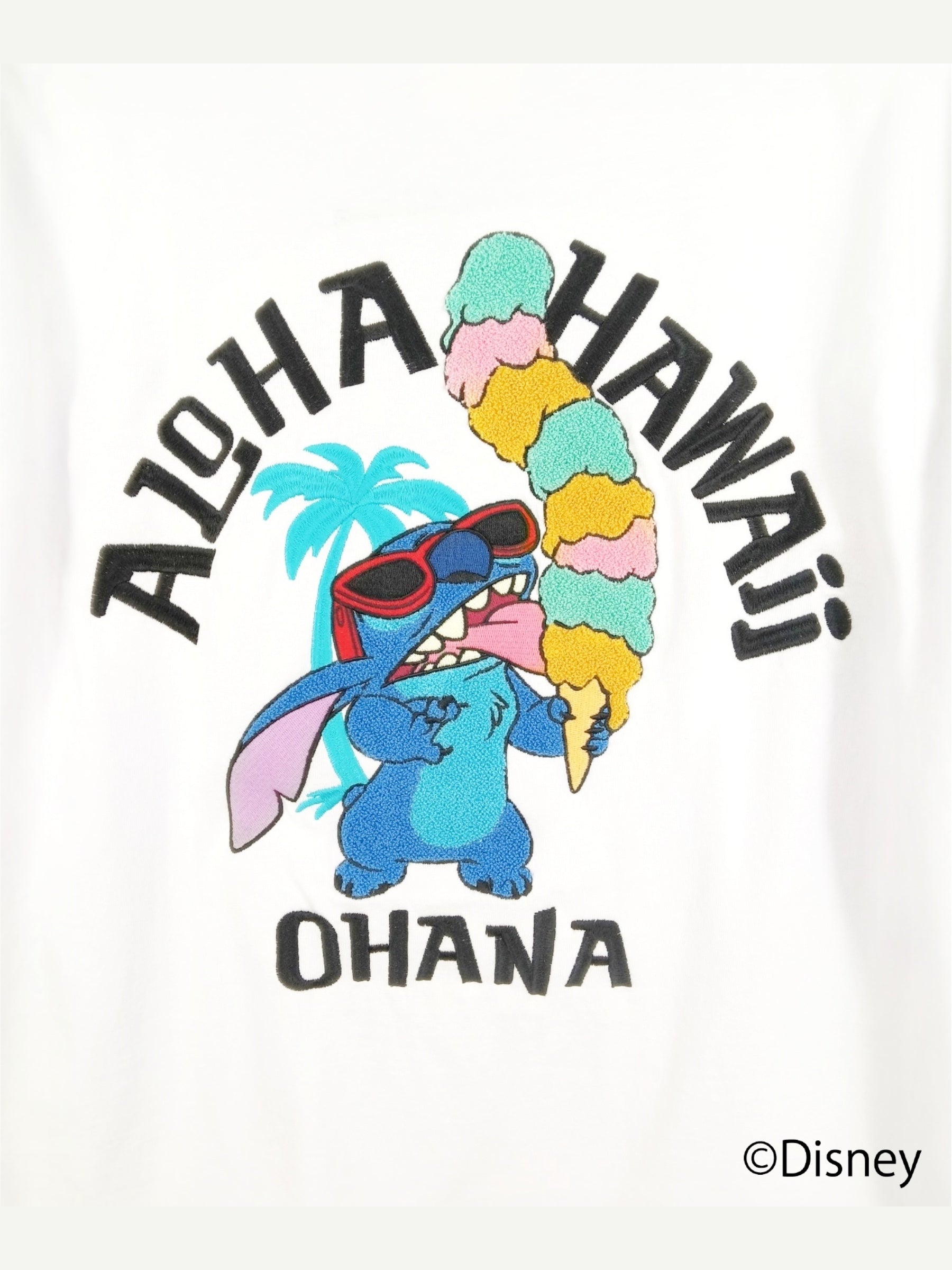 スティッチサガラ刺繍Tシャツ - WHT