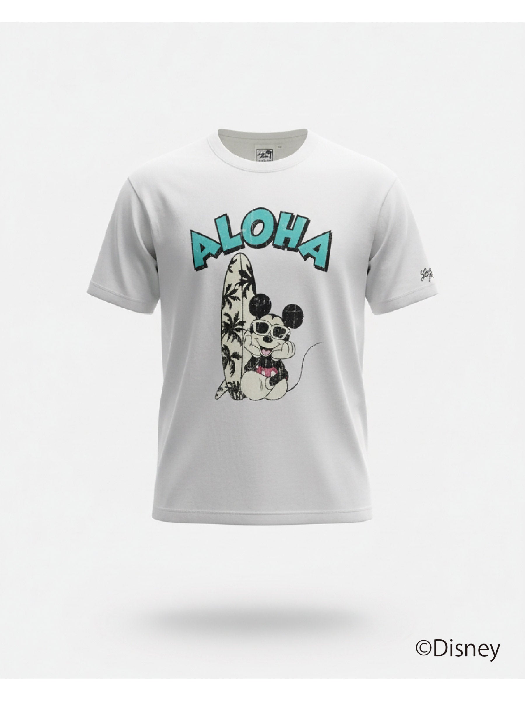 ミッキー アロハアーチプリントTシャツ WHT