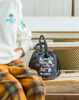 刺繍巾着バッグ -  BLK
