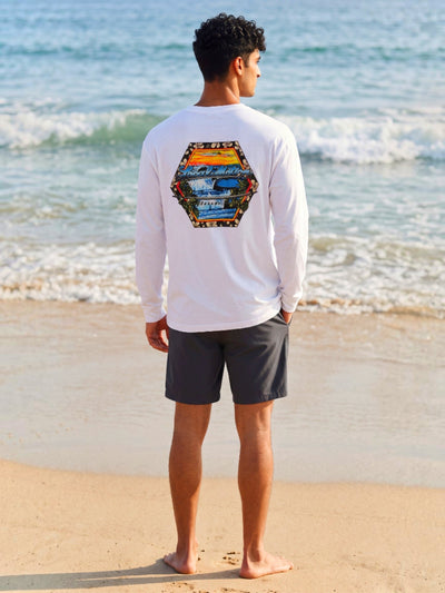 ヘクサゴン長袖Tシャツ -  WHT