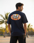 オーバルパームプリントTシャツ - NVY