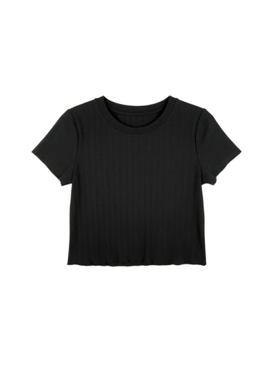 ランダムリブフィットTシャツ - BLK