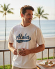 アロハデニム貼り付けTシャツ - WHT