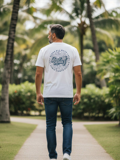 サークルデニム貼り付けTシャツ - WHT