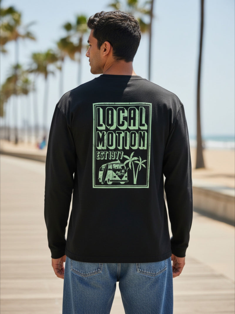 オブロング長袖Tシャツ -  BLK