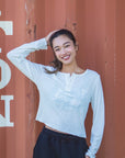 マルチリブヘンリー長袖Tシャツ - WHT