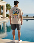 ホヌ柄切リ貼リワッペンTシャツ