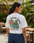 バス柄サガラ刺繍Tシャツ - WHT