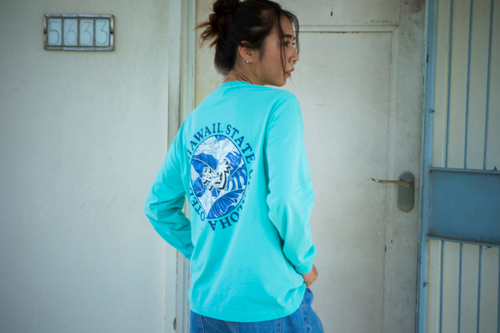 サークルプリント長袖Tシャツ