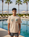 ホヌ柄切リ貼リワッペンTシャツ