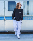 スラブ刺繍ロングTシャツ - BLK