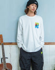 サーフレトログラフィック長袖Tシャツ -  WHT
