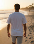 アロハデニム貼り付けTシャツ - WHT
