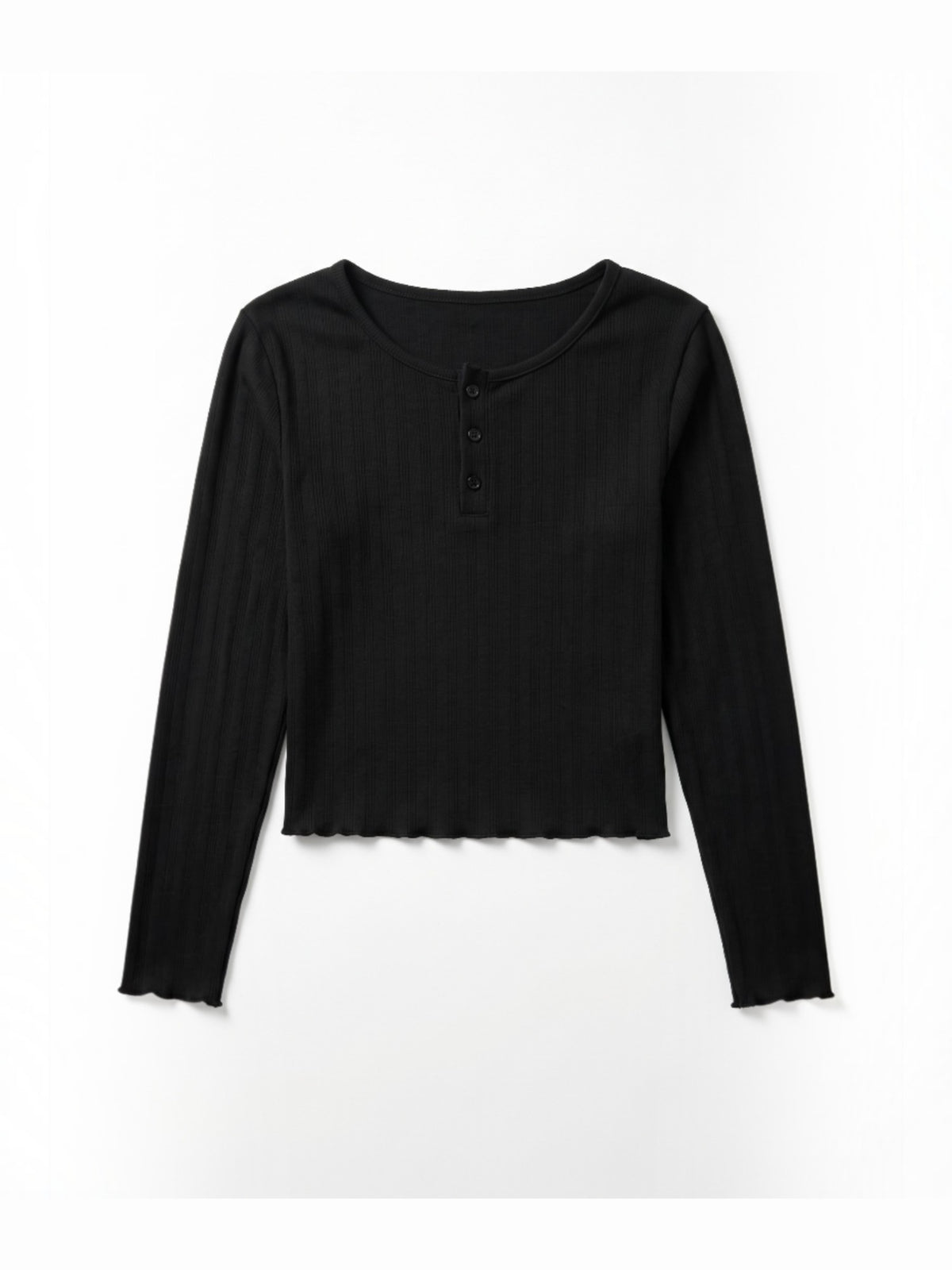 マルチリブヘンリー長袖Tシャツ - BLK