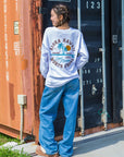 アロハハワイサークル刺繍ロングTシャツ - WHT