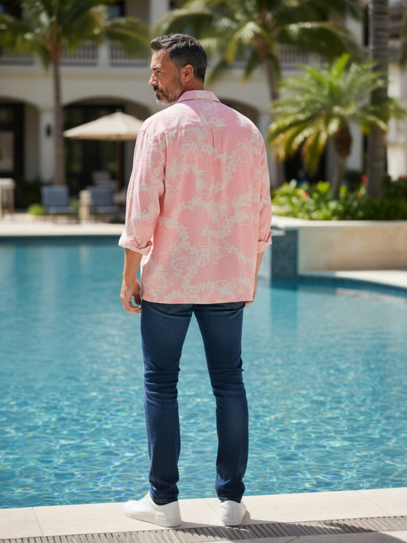 綿アロハ長袖シャツ