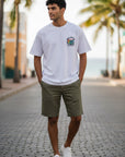 バス柄サガラ刺繍Tシャツ - WHT