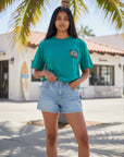 バス柄サガラ刺繍Tシャツ - BGRN