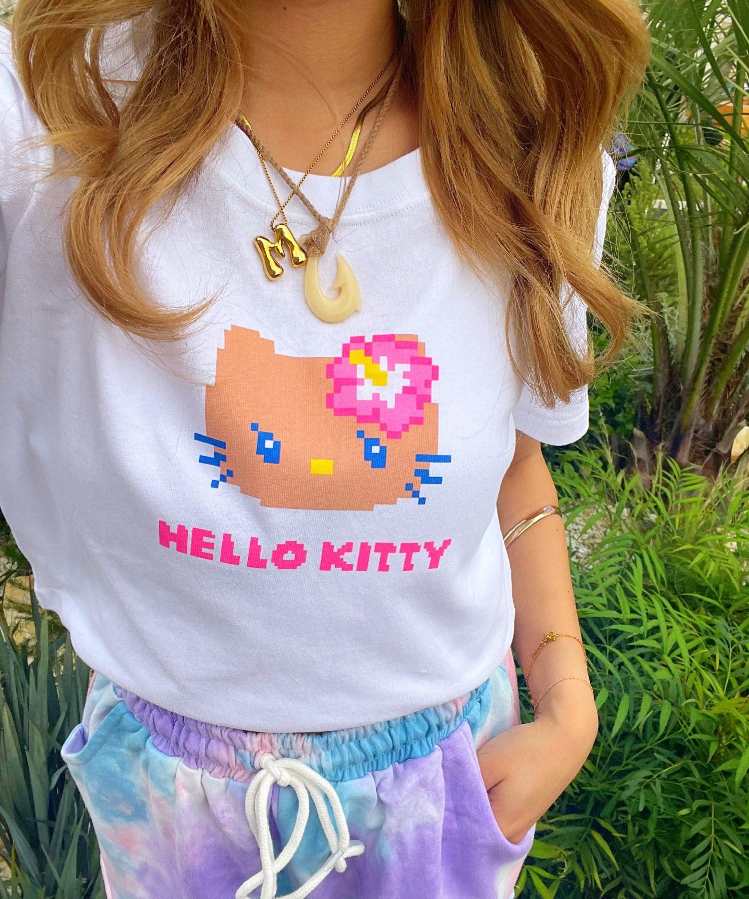 KITTY クロップドTシャツ 日焼けドット-フェイス - WH – ローカル