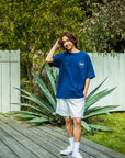 サークルデニム貼り付けTシャツ - NVY