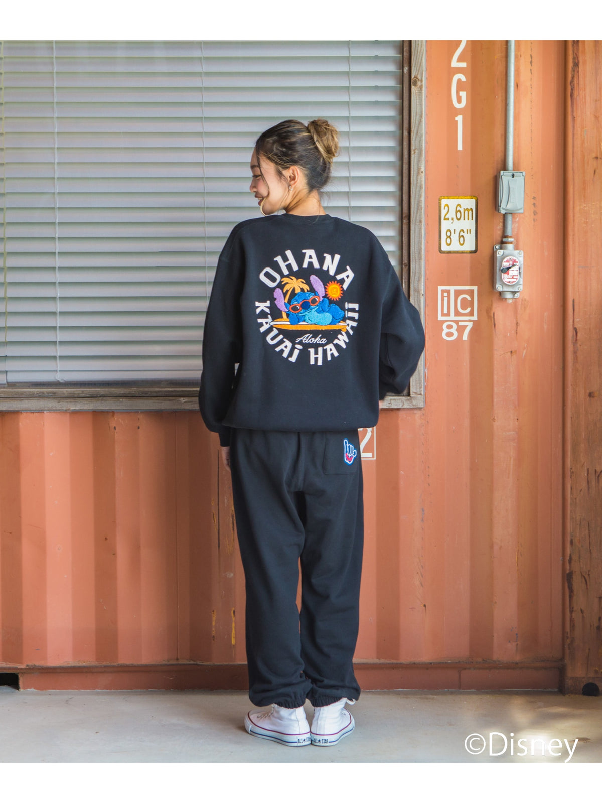 スティッチ刺繍スウェット - BLK
