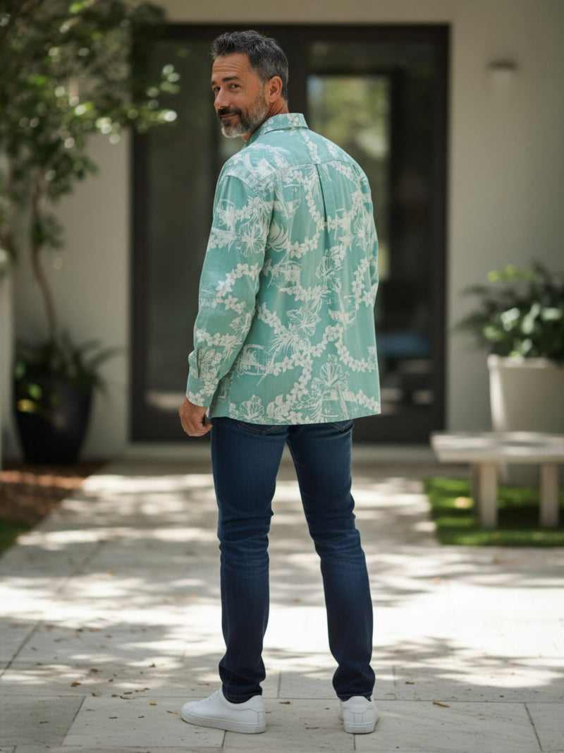 綿アロハ長袖シャツ