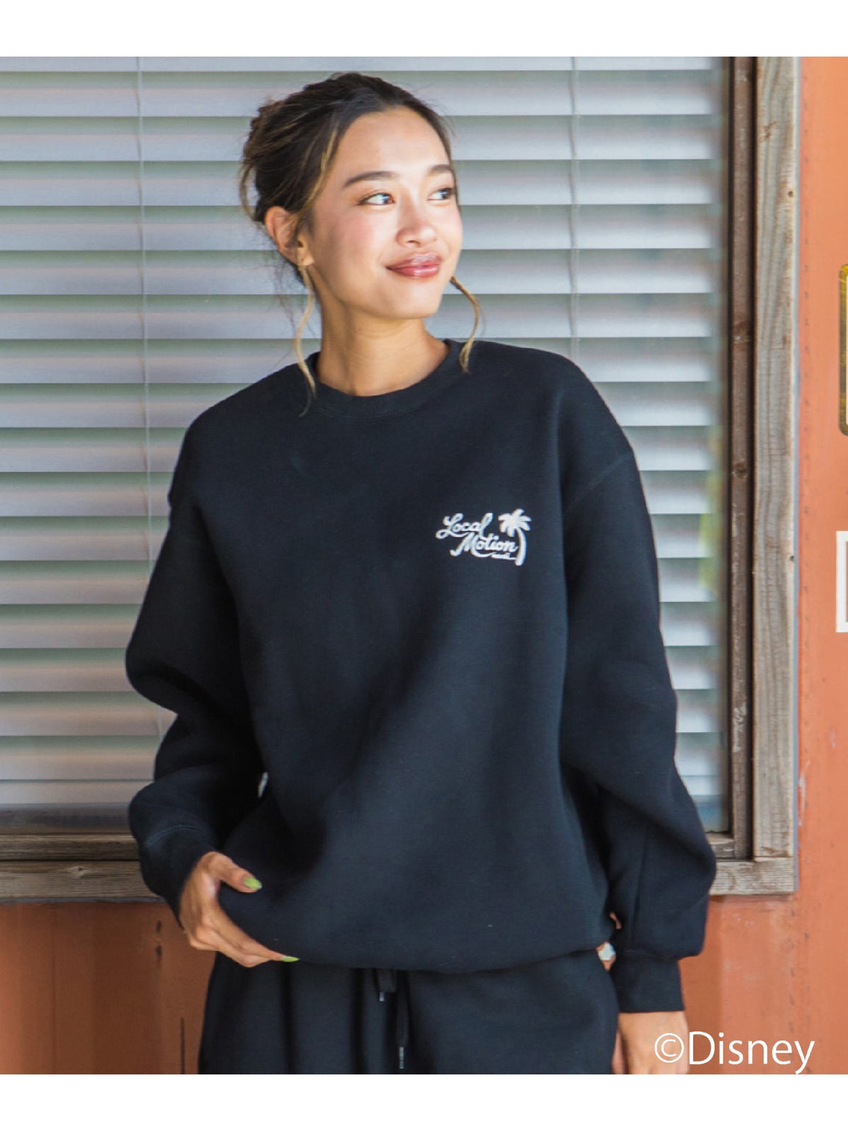 スティッチ刺繍スウェット - BLK