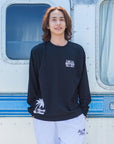 スラブ刺繍ロングTシャツ - BLK