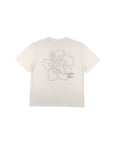 ハイビスカス刺繍スラブTシャツ - WHT