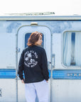 スラブ刺繍ロングTシャツ - BLK