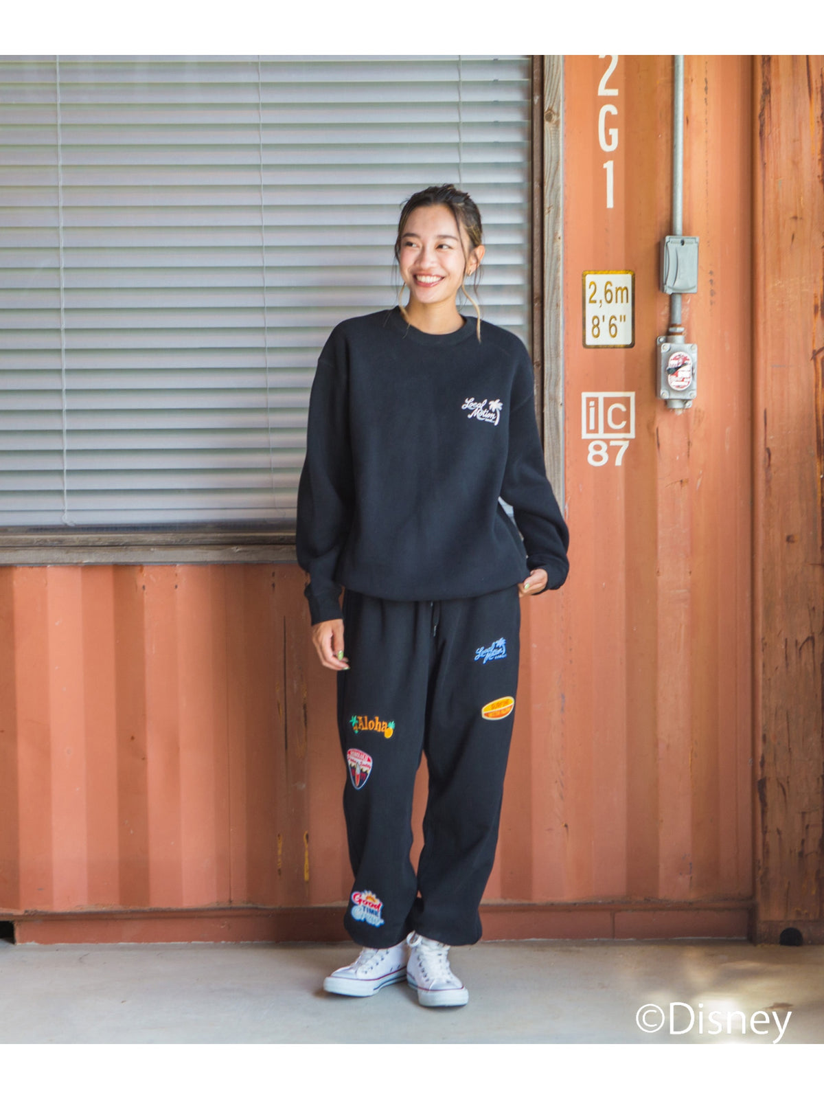 スティッチ刺繍スウェット - BLK