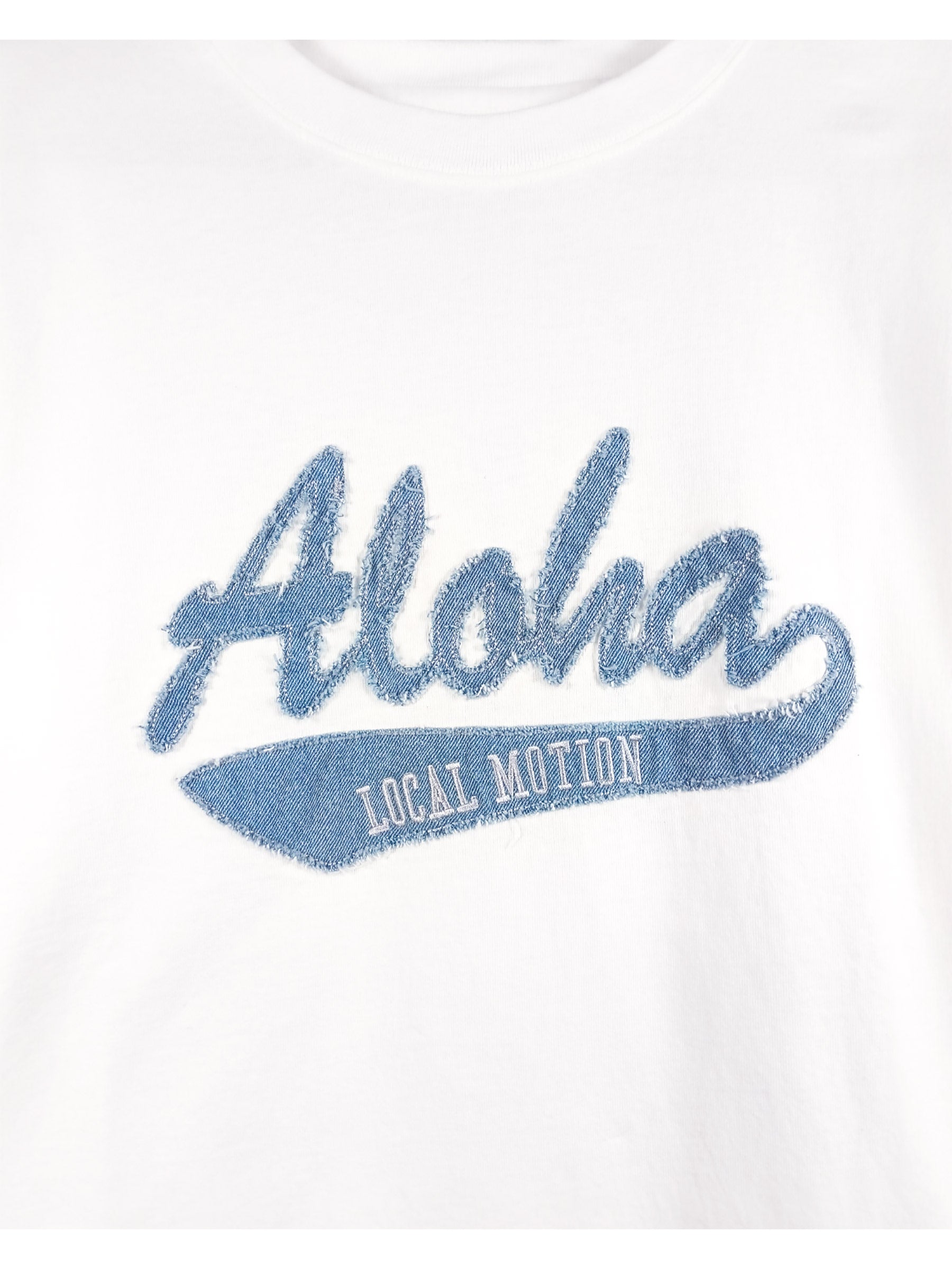 アロハデニム貼り付けTシャツ - WHT