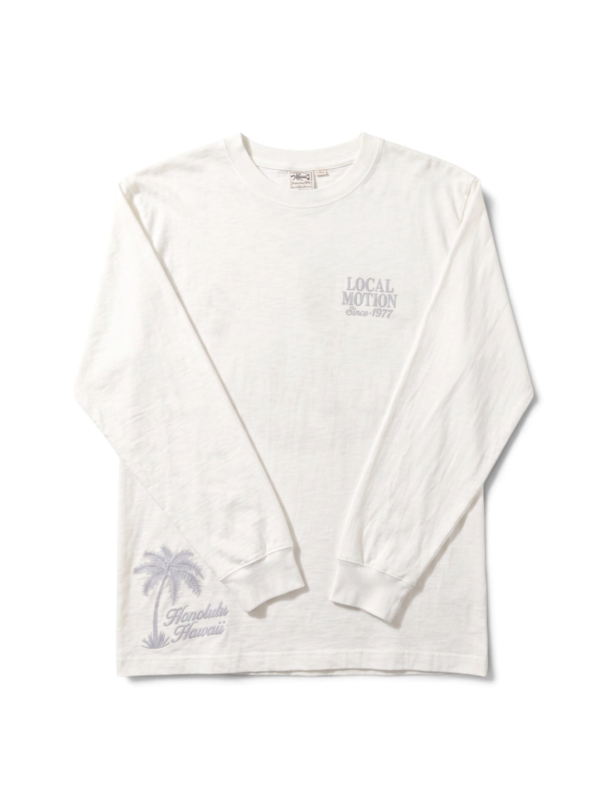 スラブ刺繍ロングTシャツ - WHT