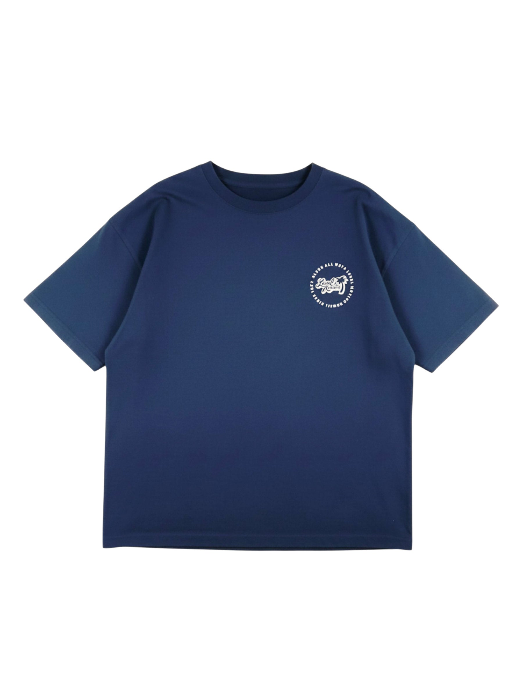 サークルデニム貼り付けTシャツ - NVY
