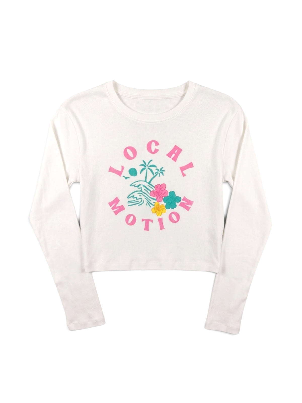 ラメプリントフライスミニ長袖Tシャツ -  WHT